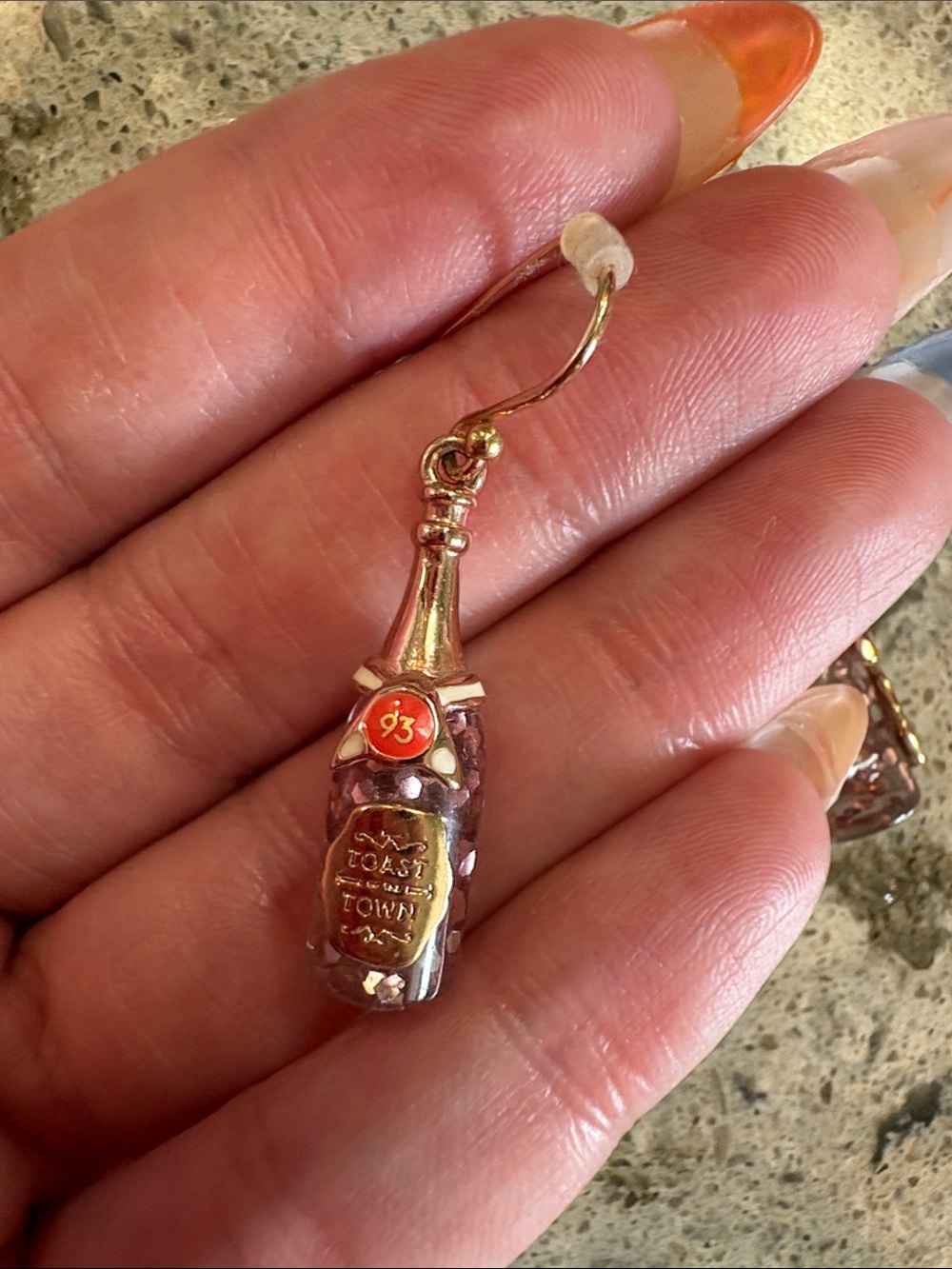 Kate Spade Gold-tone Toast to the Town Bottle Drop Earrings - Pink Accents